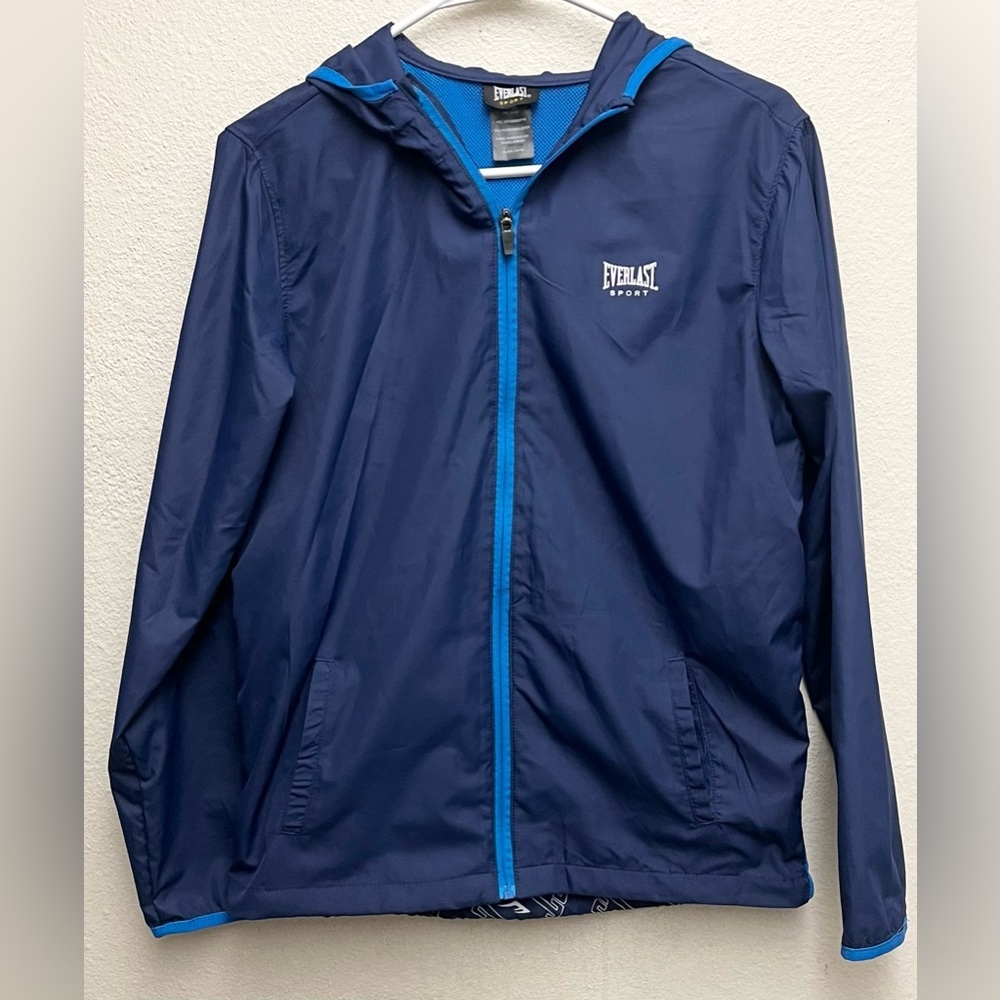 Everlast Jacket Girl’s Size XL (14/16) Blue Full Zip Hooded Wind-Breaker EUC